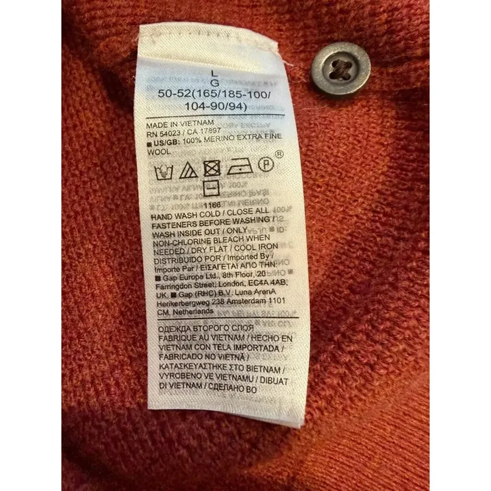 Banana Republic Italian‎ Merino Wool Henley Sweater Rust Red Mens Large L